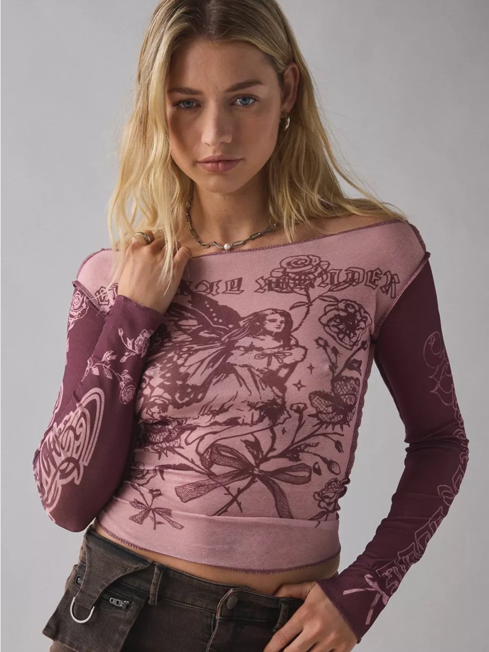 Romantic Fairy Gothic Boatneck Long Sleeve Raglan Baby Tee